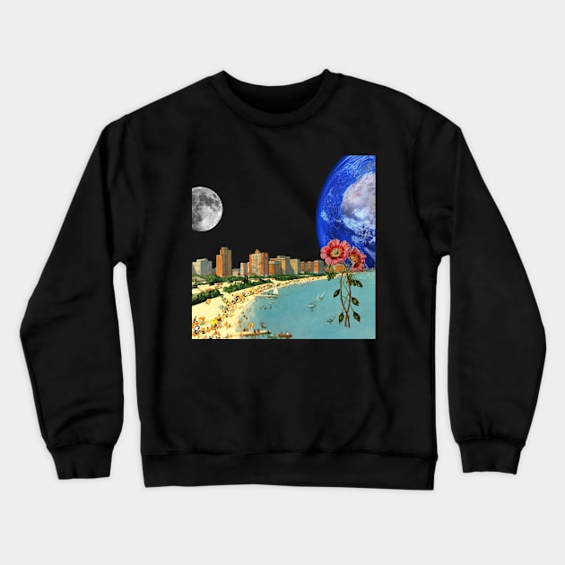 beach with a view collage Crewneck Sweatshirt by snexus